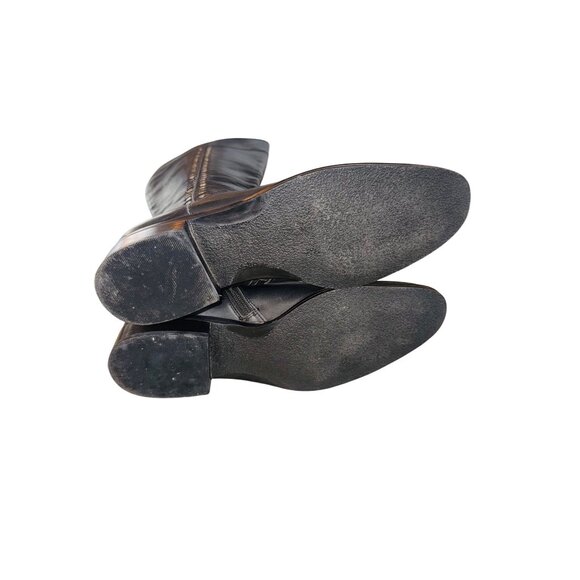 Alfani Women 9.5 Black Leather Knee-High Preppy Money Boot Studded Equestrian - Picture 9 of 10